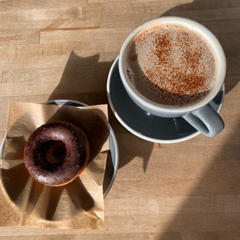 Solid Coffee Roasters - Vegan chocolate donut and Chai Latte Tea - Coffee Roasteries Near Me - Artesia, California