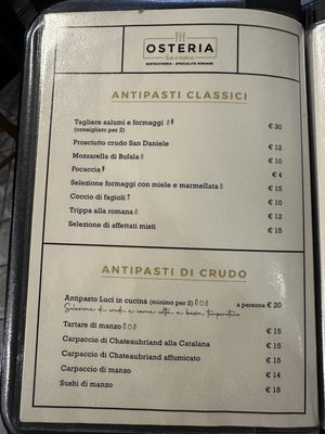 Menu photo 1 Osteria Luci in Cucina Rome, RM