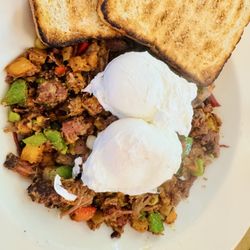 Sneakers Bistro - 9/26 Cowboy hash & poached eggs $20