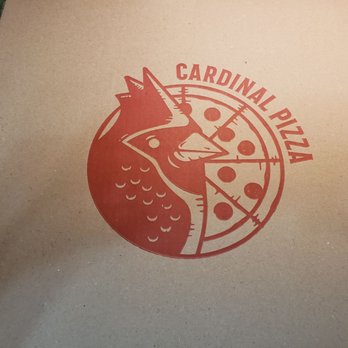 Cardinal Pizza - Pizza box with pizzeria logo - Pizza Near Me - Westerville, Ohio Cardinal Pizza - Pizza box with pizzeria logo - Pizza Near Me - Westerville, Ohio