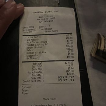 Panda Harlem - Valentines Day food bill - Chinese Near Me - New York, New York Panda Harlem - Valentines Day food bill - Chinese Near Me - New York, New York