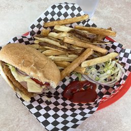 Malibu Chicken Sandwich with hand cut fries Malibu Chicken Sandwich with hand cut fries