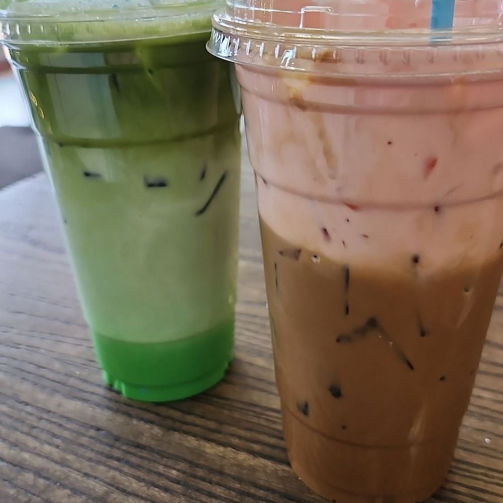 Coffee and Tea Traders - Pandan and matcha latte and the Vietnamese coffee with strawberry foam - Coffee & Tea Near Me - Alameda, California