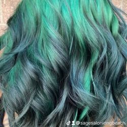 Sage Salon and Spa - Green ,blue,silver ! Boom  done by Vanessa
