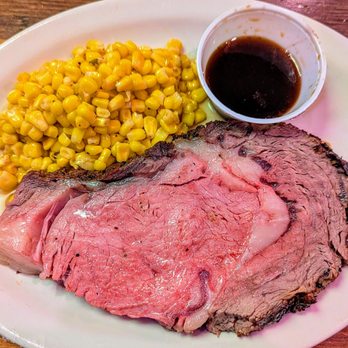 Texas Roadhouse - Prime Rib medium rare, buttered corn, and au jus - Barbeque Near Me - Rialto, California Texas Roadhouse - Prime Rib medium rare, buttered corn, and au jus - Barbeque Near Me - Rialto, California