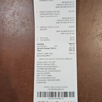 Pink Cafe - Receipt - Breakfast & Brunch Near Me - Miami Beach, Florida