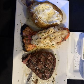Chaz 51 Steakhouse - Filet Mignon Surf and Turf with baked potatoe - Steakhouses Near Me - Venice, Florida Chaz 51 Steakhouse - Filet Mignon Surf and Turf with baked potatoe - Steakhouses Near Me - Venice, Florida
