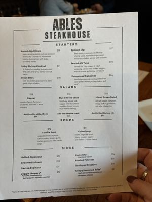 Menu photo 2 Ables Steakhouse Burien, WA