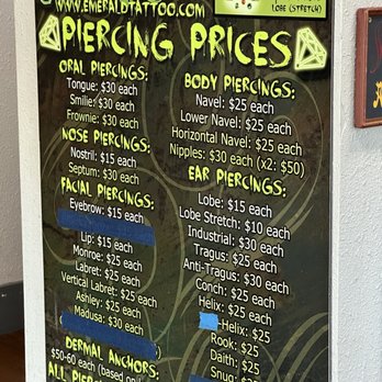 Emerald Tattoo & Piercing - Lodi - Piercing prices October 2024 - Tattoo Near Me - Lodi, California Emerald Tattoo & Piercing - Lodi - Piercing prices October 2024 - Tattoo Near Me - Lodi, California