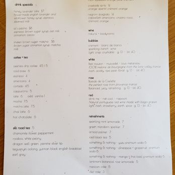 Creekside Bakery - Available drink menu. The water is nice and cold. - Bakeries Near Me - Novato, California