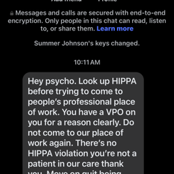 Pepper Tree Dental - Showing that an employee reached out to me on office hours to call me a psycho