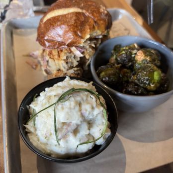 Craft by Smoke & Fire - Pasadena - potato salad, brussels & mushroom burger - Barbeque Near Me - Pasadena, California Craft by Smoke & Fire - Pasadena - potato salad, brussels & mushroom burger - Barbeque Near Me - Pasadena, California