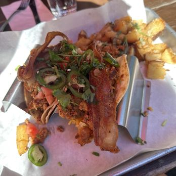 Besitos Fine Cuisine - Chorizo tacos and potatoes - Waffles Near Me - Manteca, California