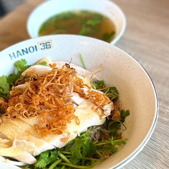 Hanoi 36 Restaurant - Mien ga tron (Northern style dried chewy arrowroot glass noodles with chicken white meat in a citrus soy sauce dressing) - Vietnamese Near Me - Garden Grove, California Hanoi 36 Restaurant - Mien ga tron (Northern style dried chewy arrowroot glass noodles with chicken white meat in a citrus soy sauce dressing) - Vietnamese Near Me - Garden Grove, California