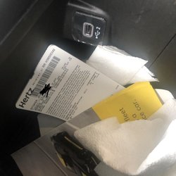 Hertz Rent A Car - Old reservation papers left in the car along with receipts and napkins. The receipt had a date of August 2020 so how is this a clean