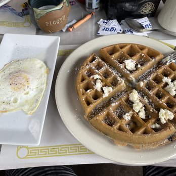 Piggy's Restaurant - Belgium Blueberry Waffles and One Egg (over medium) - Breakfast & Brunch Near Me - Lake Harmony, Pennsylvania Piggy's Restaurant - Belgium Blueberry Waffles and One Egg (over medium) - Breakfast & Brunch Near Me - Lake Harmony, Pennsylvania