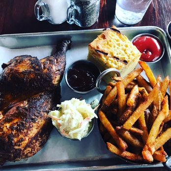Queens Bully - Half a chicken with corn bread, french fries and coleslaw - Gastropubs Near Me - Forest Hills, New York Queens Bully - Half a chicken with corn bread, french fries and coleslaw - Gastropubs Near Me - Forest Hills, New York