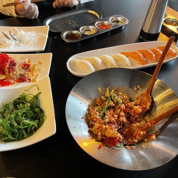 Taizzi Sushi - Katy - Ahi Tower, Seaweed Salad, Crispy Tuna, salmon nigiri, white tuna nigiri, sashimi - Sushi Bars Near Me - Katy, Texas Taizzi Sushi - Katy - Ahi Tower, Seaweed Salad, Crispy Tuna, salmon nigiri, white tuna nigiri, sashimi - Sushi Bars Near Me - Katy, Texas