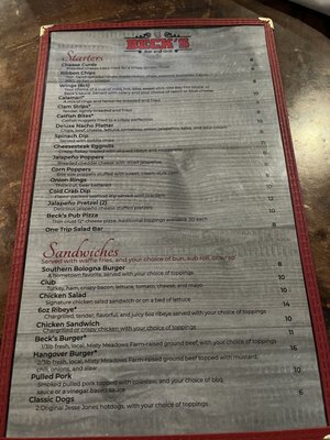 Menu photo 2 Beck's Bar & Grill South Boston, VA Menu photo 2 Beck's Bar & Grill South Boston, VA