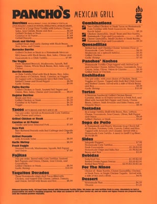 Menu photo 6 Pancho's Salsa Bar & Grill San Francisco, CA