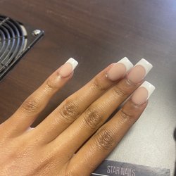 Star Nails - French tips, Acrylic, extensions, Square nails, Neat nails