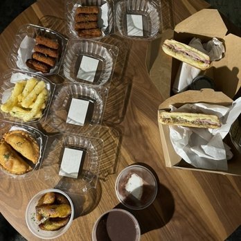 Made in Havana - Media noche, Cuban Sandwich, ham croquettes, chicken croquettes, fried yucca, fried sweet plantains, Cuban black beans. - Cuban Near Me - Los Angeles, California Made in Havana - Media noche, Cuban Sandwich, ham croquettes, chicken croquettes, fried yucca, fried sweet plantains, Cuban black beans. - Cuban Near Me - Los Angeles, California