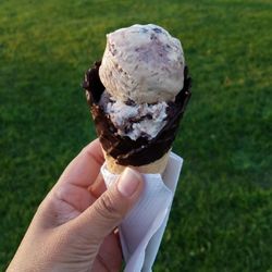The Blizzard Barn - Two scoops in a chocolate dipped waffle cone