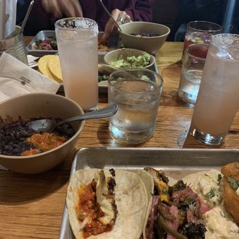 bartaco - 3 tacos with side of beans (good) and margarita (strong and delish) - Mexican Near Me - Atlanta, Georgia