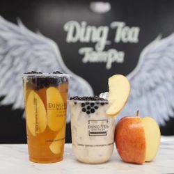 Ding Tea Tampa - Apple green tea & Apple milk tea with black boba
