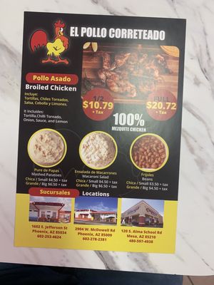 Menu photo 4 El Pollo Correteado Mesa, AZ