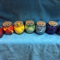 Brandywine Bodywork - Chakra candles made on site and charged by Reiki Master Kim Shahan