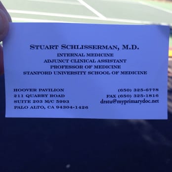 Stuart Schlisserman, MD - Business card captured September 2014 - Internal Medicine Near Me - Palo Alto, California Stuart Schlisserman, MD - Business card captured September 2014 - Internal Medicine Near Me - Palo Alto, California