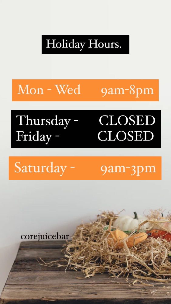 Hours will be different this week! Happy Thanksgiving! Yelp