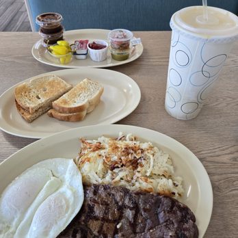 Tasty Choice - Steak and eggs with a large Orange Bang. - Burgers Near Me - La Puente, California