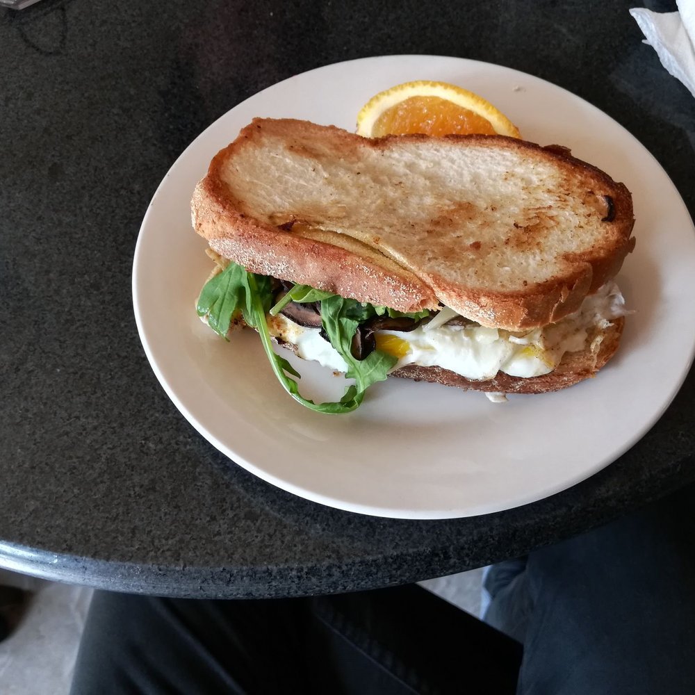 Cafe Avellino - Breakfast sandwich, portobello mushroom, arugula and goat cheese - Italian Near Me - Swampscott, Massachusetts