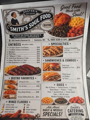 Menu photo 1 Smith’s Soulfood Bistro Gastonia, NC