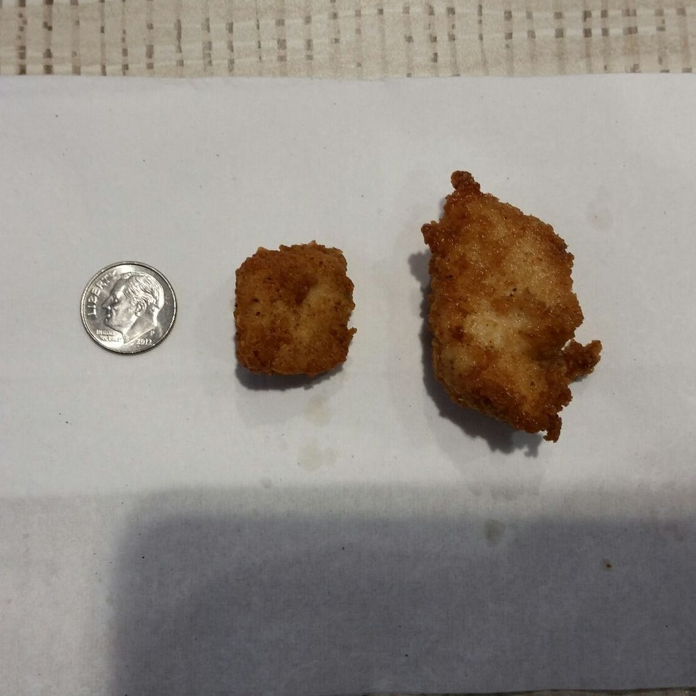 Chick-fil-A - This was what I got the SECOND time after returning the first box for containing a fugget (i.e., faux nugget). The new box had 2 lil' guys! - Fast Food Near Me - Burke, Virginia Chick-fil-A - This was what I got the SECOND time after returning the first box for containing a fugget (i.e., faux nugget). The new box had 2 lil' guys! - Fast Food Near Me - Burke, Virginia