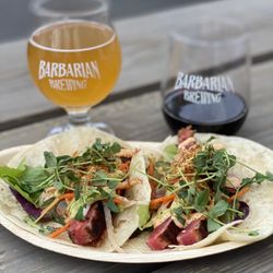 Barbarian Brewing - Kismet Kitchen on site. Blackened Ahi tacos. Fresh and delicious