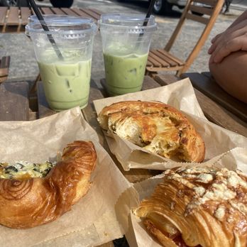 SACHI.LA - Matcha Latte, spinach and artichoke pastry, herb pastry, ham and cheese croissant - Coffee & Tea Near Me - Los Angeles, California SACHI.LA - Matcha Latte, spinach and artichoke pastry, herb pastry, ham and cheese croissant - Coffee & Tea Near Me - Los Angeles, California
