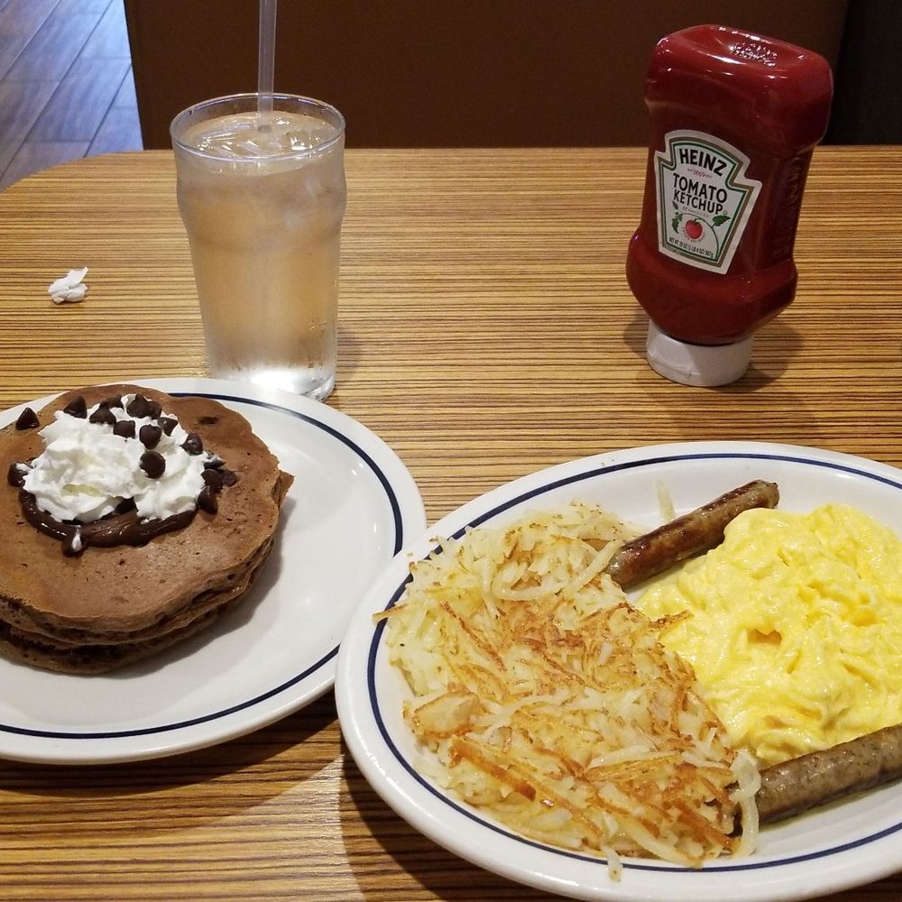 IHOP - $5.99 Dark chocolate Belgium mousse pancakes with the fixings!! Delicious!!! - American Near Me - SANFORD, Florida