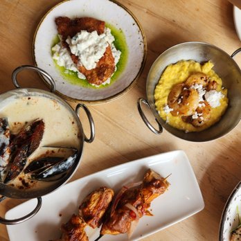 AMBAR Restaurant, Clarendon - mussels, shrimp, fried chicken, grilled chicken skewers - Modern European Near Me - Arlington, Virginia