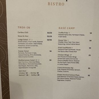 Base Camp Bistro - 2024 menu - New American Near Me - Talkeetna, Alaska