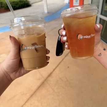Orange Blossom Coffee - Brown sugar and vanilla iced latte with oat milk and unsweetened green tea - Coffee & Tea Near Me - Bradenton, Florida Orange Blossom Coffee - Brown sugar and vanilla iced latte with oat milk and unsweetened green tea - Coffee & Tea Near Me - Bradenton, Florida