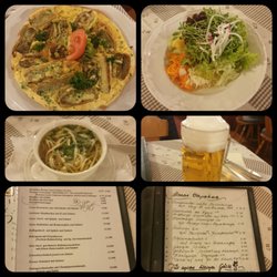 Gasthaus Schwarzer Adler - Leckeres bürgerliches Restaurant.  Das Essen kam fix und Hausgemacht.  Flädelsuppe, gebrat. Maultaschen, frischer Salat, 2 Biere zu 23,80€