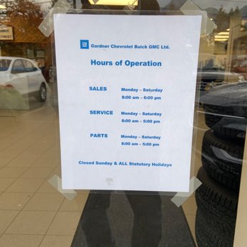Gardner Chevrolet Buick GMC - hours - Auto Repair Near Me - Hope, British Columbia Gardner Chevrolet Buick GMC - hours - Auto Repair Near Me - Hope, British Columbia