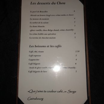 Le Chou de Bruxelles - Dessert menu April 2024 - Belgian Near Me - Sherbrooke, Quebec