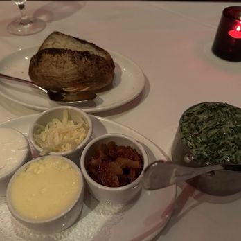 Strip House Steakhouse - Baked potato and creamed spinach - both tasty - Steakhouses Near Me - New York, New York Strip House Steakhouse - Baked potato and creamed spinach - both tasty - Steakhouses Near Me - New York, New York