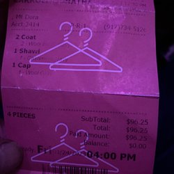 Alysa Cleaners 2 - How much they charged me for two coats, a hat, and scarf: $96.25!