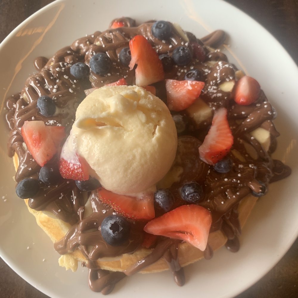Tru Astoria - Delicious birthday pancake! - Mediterranean Near Me - Astoria, New York Tru Astoria - Delicious birthday pancake! - Mediterranean Near Me - Astoria, New York