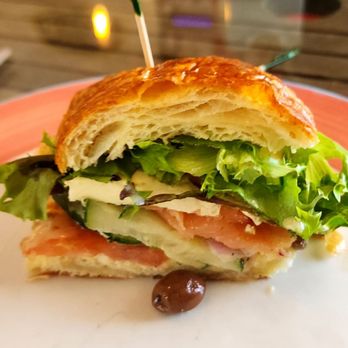 Frenchies Cafe - Smoked salmon sandwich on a croissant. So delicious! - French Near Me - Key West, Florida